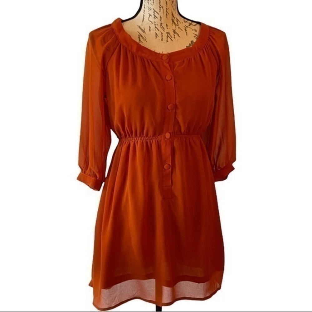 Rust colored long sleeve mini dress Forever 21